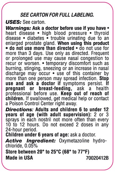Sheffield Original 12 Hr  Nasal Spray Back Label Copy